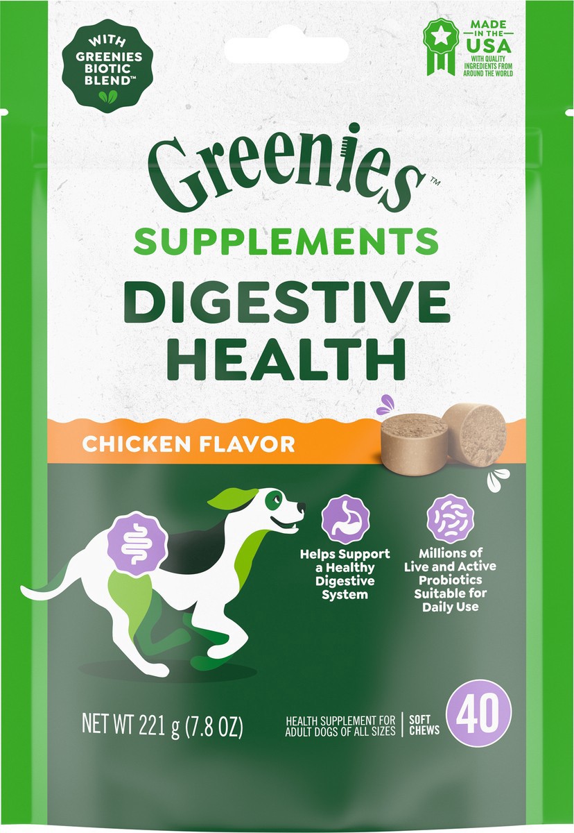 slide 5 of 13, Greenies Digestive Health Chicken Flavored Supplements 40 ea, 7.8 oz