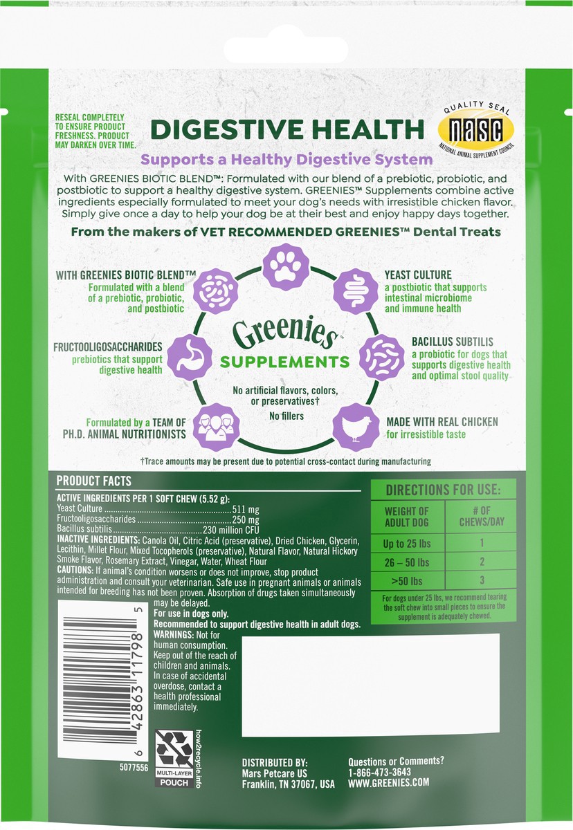 slide 12 of 13, Greenies Digestive Health Chicken Flavored Supplements 40 ea, 7.8 oz