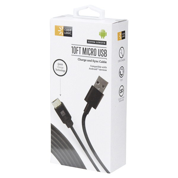 slide 9 of 29, Case Logic Black Micro USB Cable, 10 ft