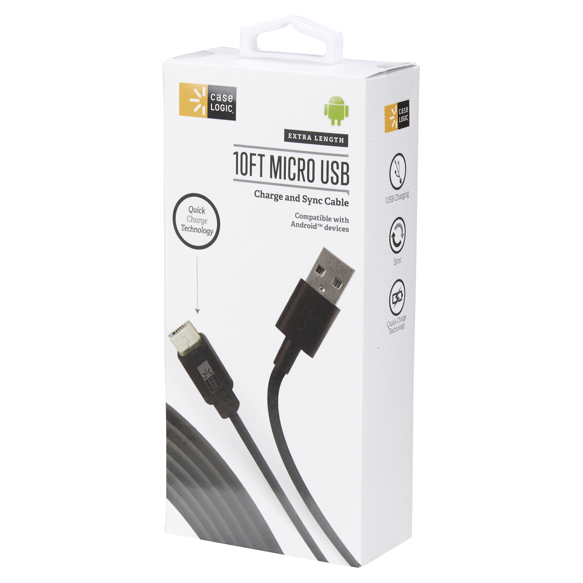 slide 10 of 29, Case Logic Black Micro USB Cable, 10 ft