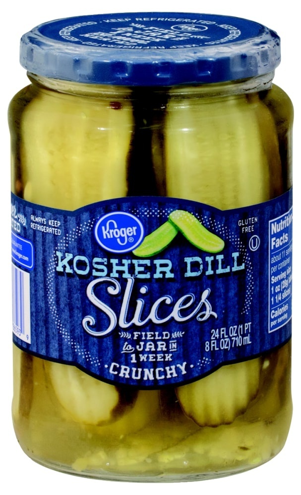 slide 1 of 1, Kroger Kosher Dill Pickle Slices, 20 oz