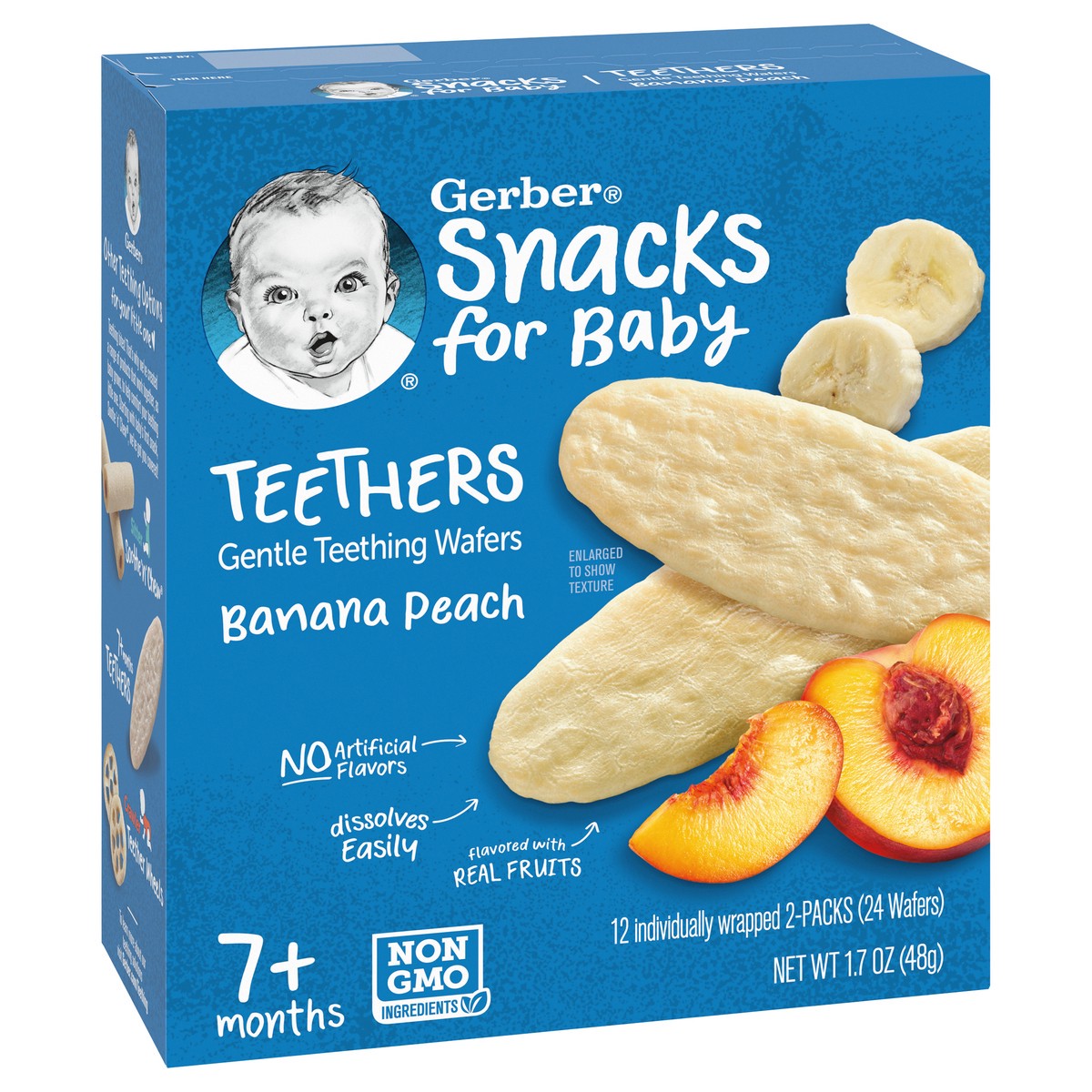 slide 7 of 9, Gerber Teethers Banana Peach Gentle Teething Wafers, 1.7 oz