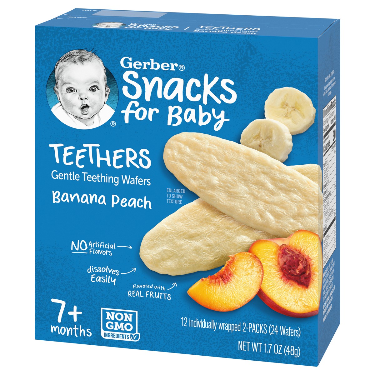 slide 2 of 9, Gerber Teethers Banana Peach Gentle Teething Wafers, 1.7 oz