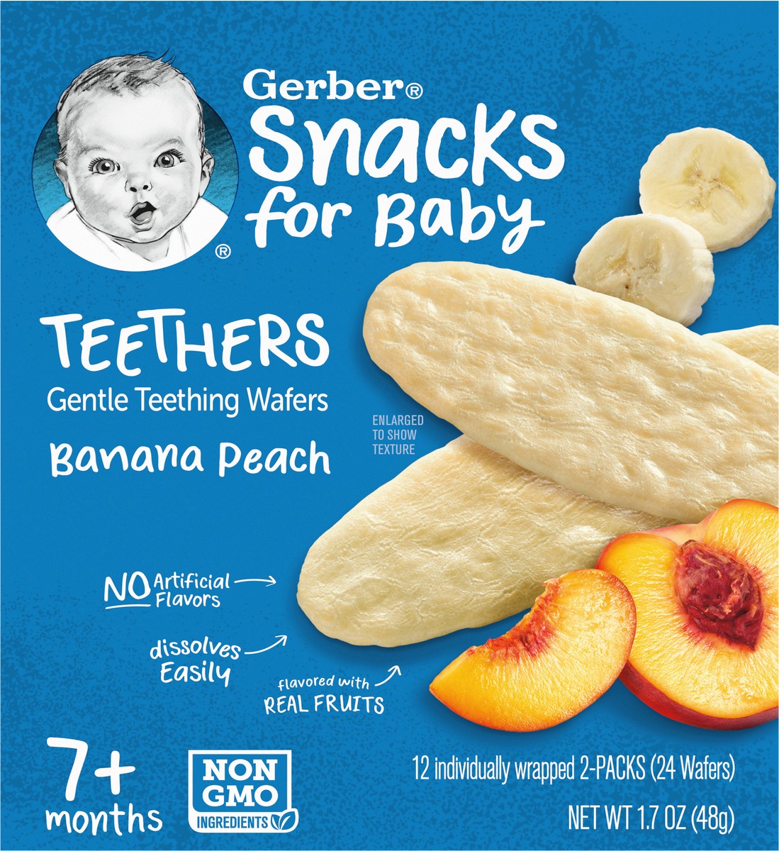 slide 4 of 9, Gerber Teethers Banana Peach Gentle Teething Wafers, 1.7 oz