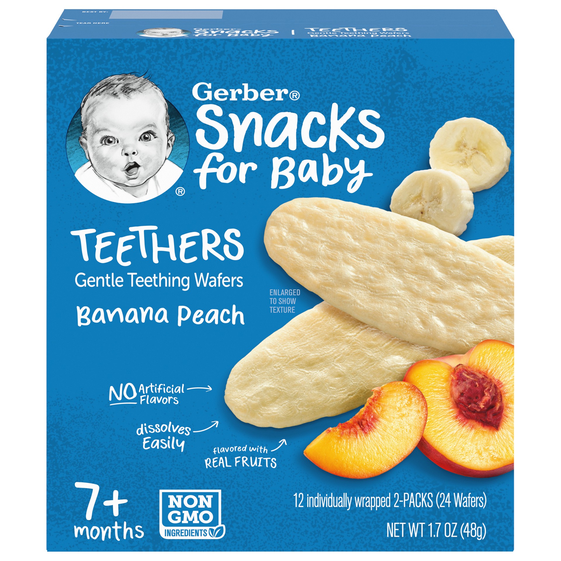 slide 1 of 9, Gerber Teethers Banana Peach Gentle Teething Wafers, 1.7 oz