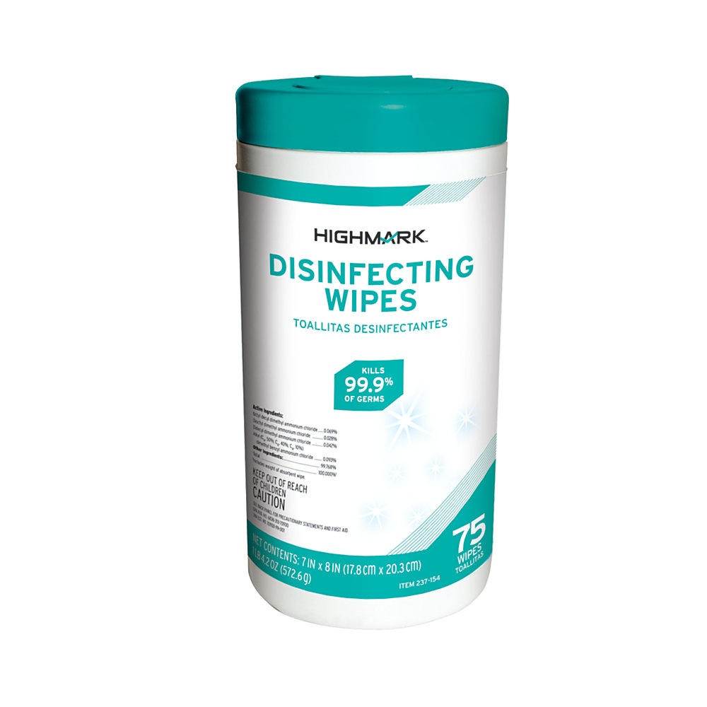 slide 1 of 2, Highmark Disinfectant Wipes, Container Of 75 Wipes, 1 ct
