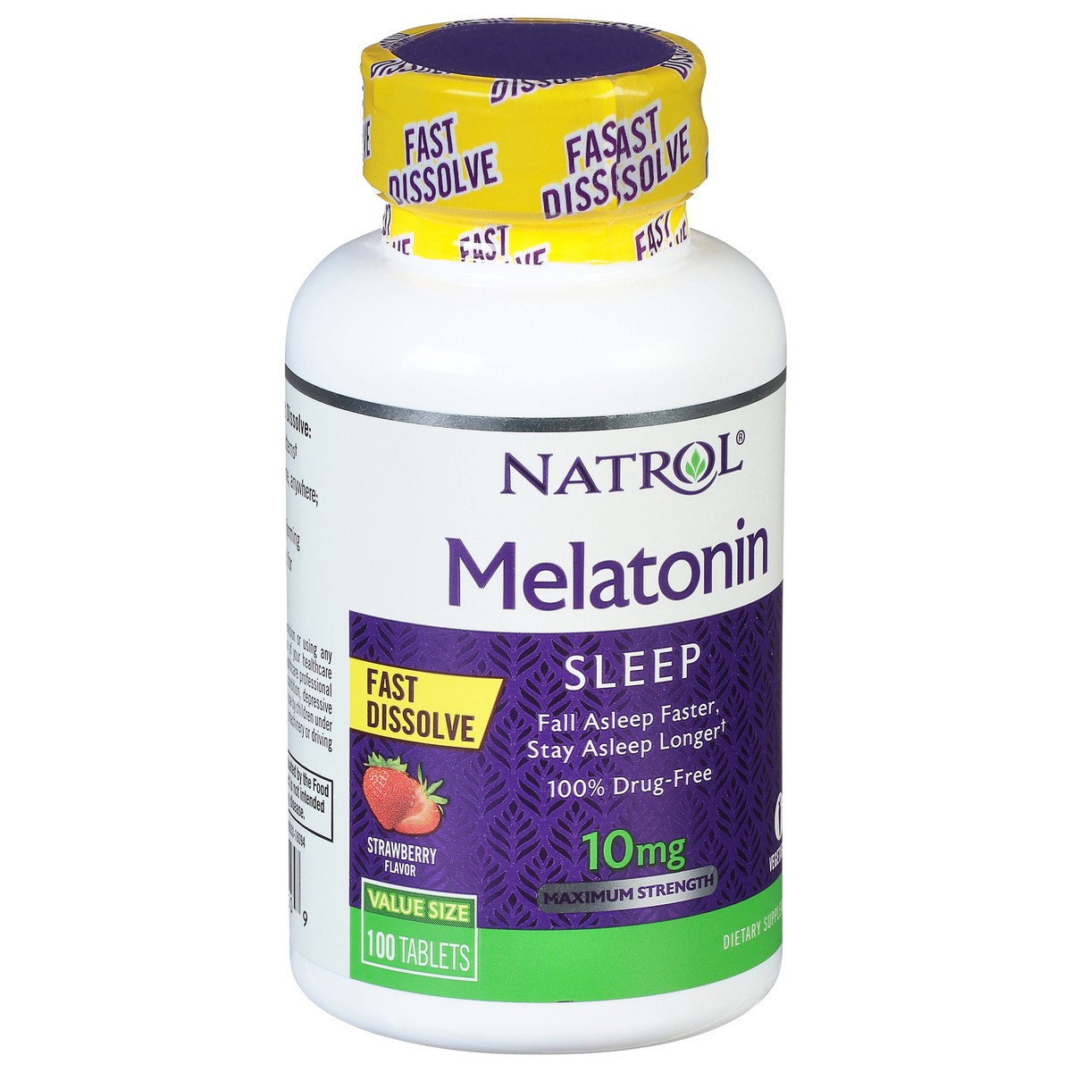 slide 13 of 14, Natrol Melatonin 10mg, Strawberry-Flavored Sleep Support Dietary Supplement for Adults, 100 Fast-Dissolve Tablets, 100 Day Supply, 100 ct