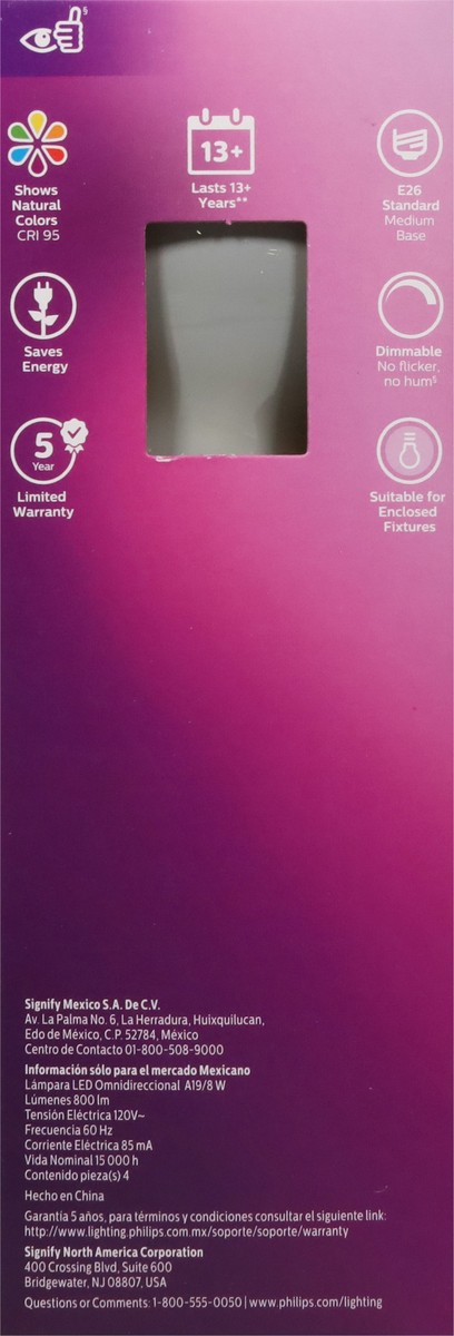 slide 4 of 9, Philips 8 Watts Dimmable Daylight LED Light Bulbs 4 ea, 4 ct