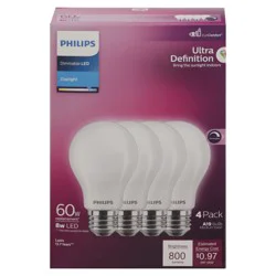 Philips 8 Watts Dimmable Daylight LED Light Bulbs 4 ea