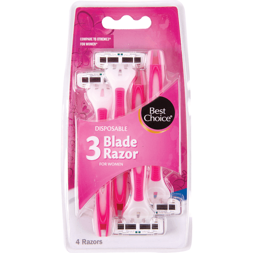 slide 1 of 1, Best Choice Womens Triple Blade Disposable Razor, 4 ct