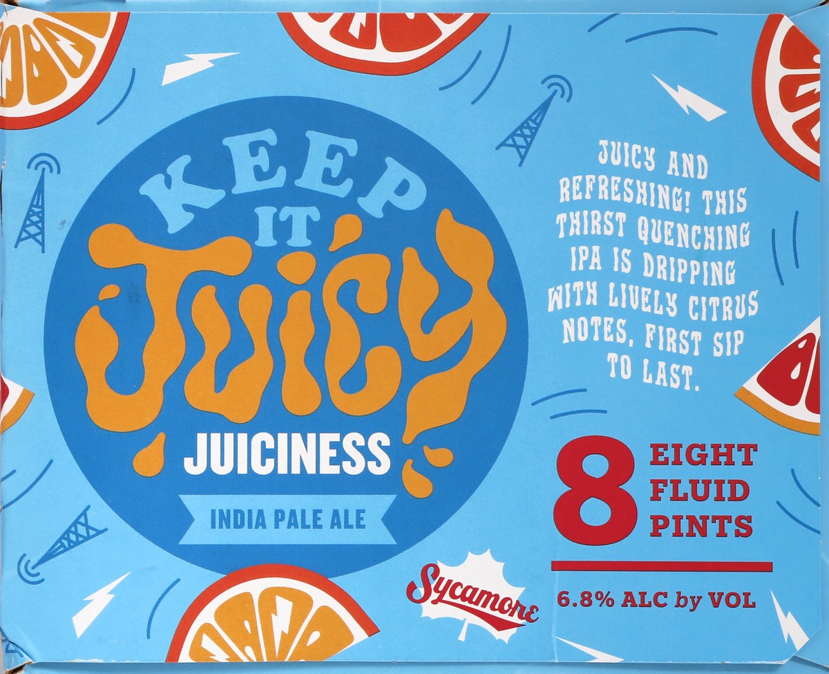 slide 6 of 11, Sycamore Keep It Juicy Juiciness India Pale Ale Beer 8 ea, 8 ct; 16 oz