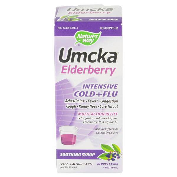 slide 1 of 1, Nature's Way Umcka Elderberry Intensive Cold & Flu Soothing Syrup, 4 fl oz