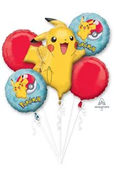 Pokemon Helium Balloon Bouquet, 5 Count