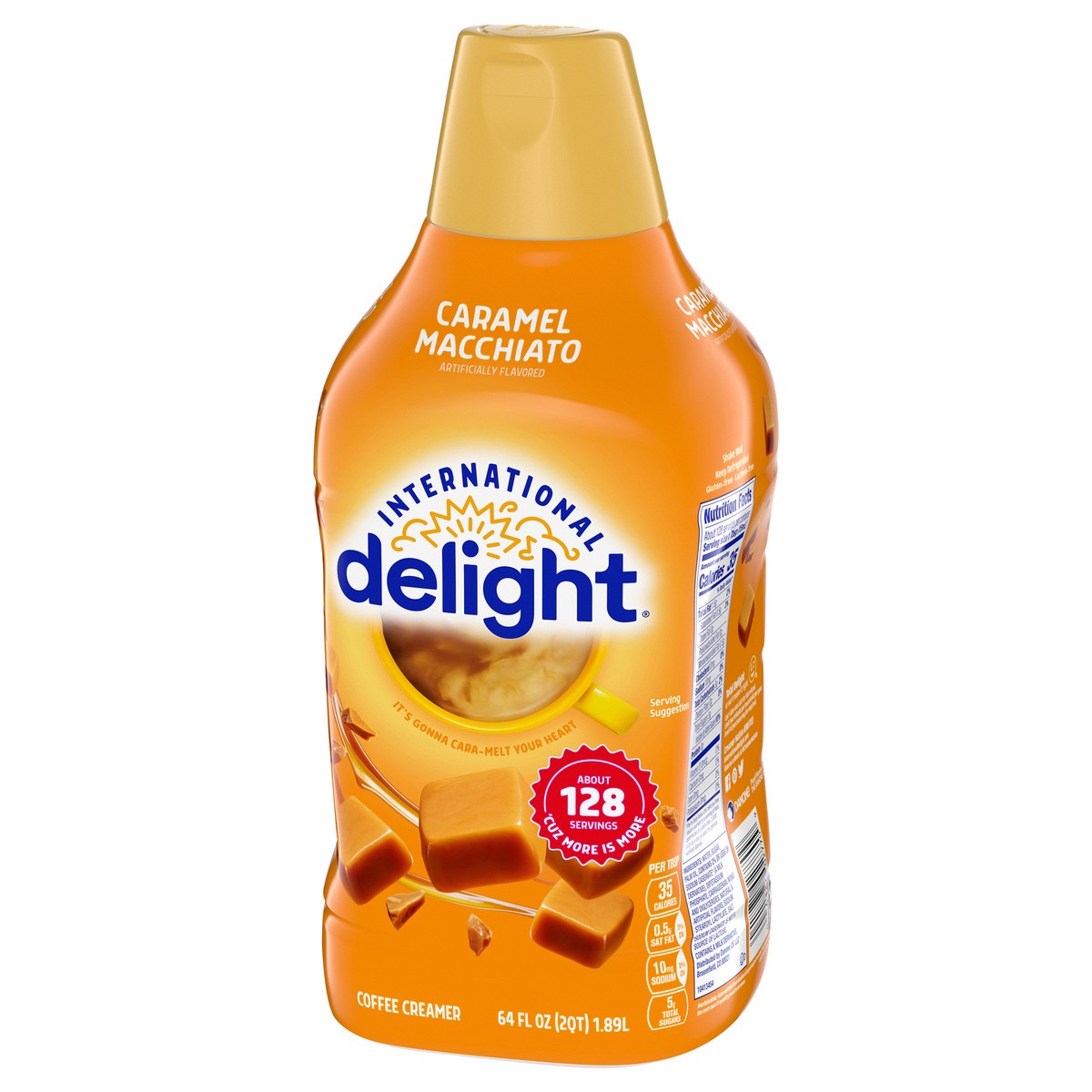 slide 12 of 12, International Delight Coffee Creamer, Caramel Macchiato, Refrigerated Flavored Creamer, 64 FL OZ Bottle, 64 fl oz