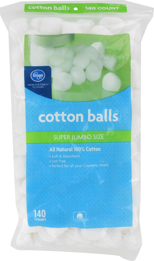 slide 1 of 2, Kroger Super Jumbo Size Cotton Balls, 140 ct