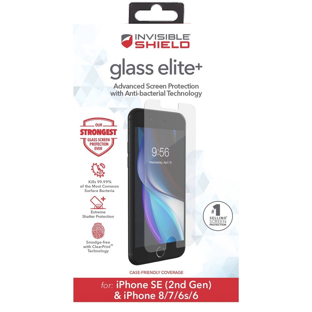 slide 2 of 6, Zagg Apple iPhone SE (3rd/2nd generation)/8/7 InvisibleShield Glass Elite Screen Protector, 1 ct
