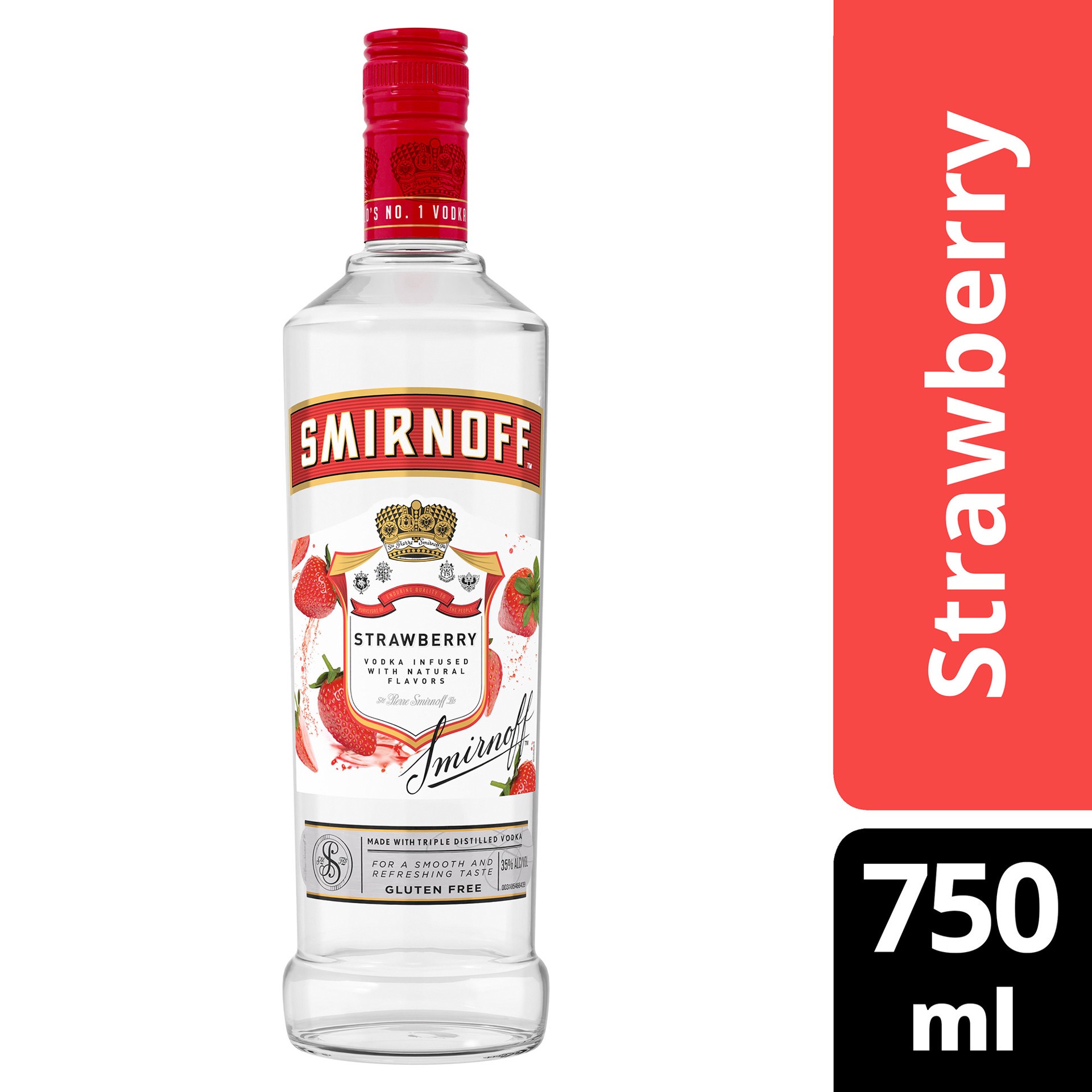 slide 2 of 4, Smirnoff Strawberry (Vodka Infused With Natural Flavors), 750 mL, 750 ml