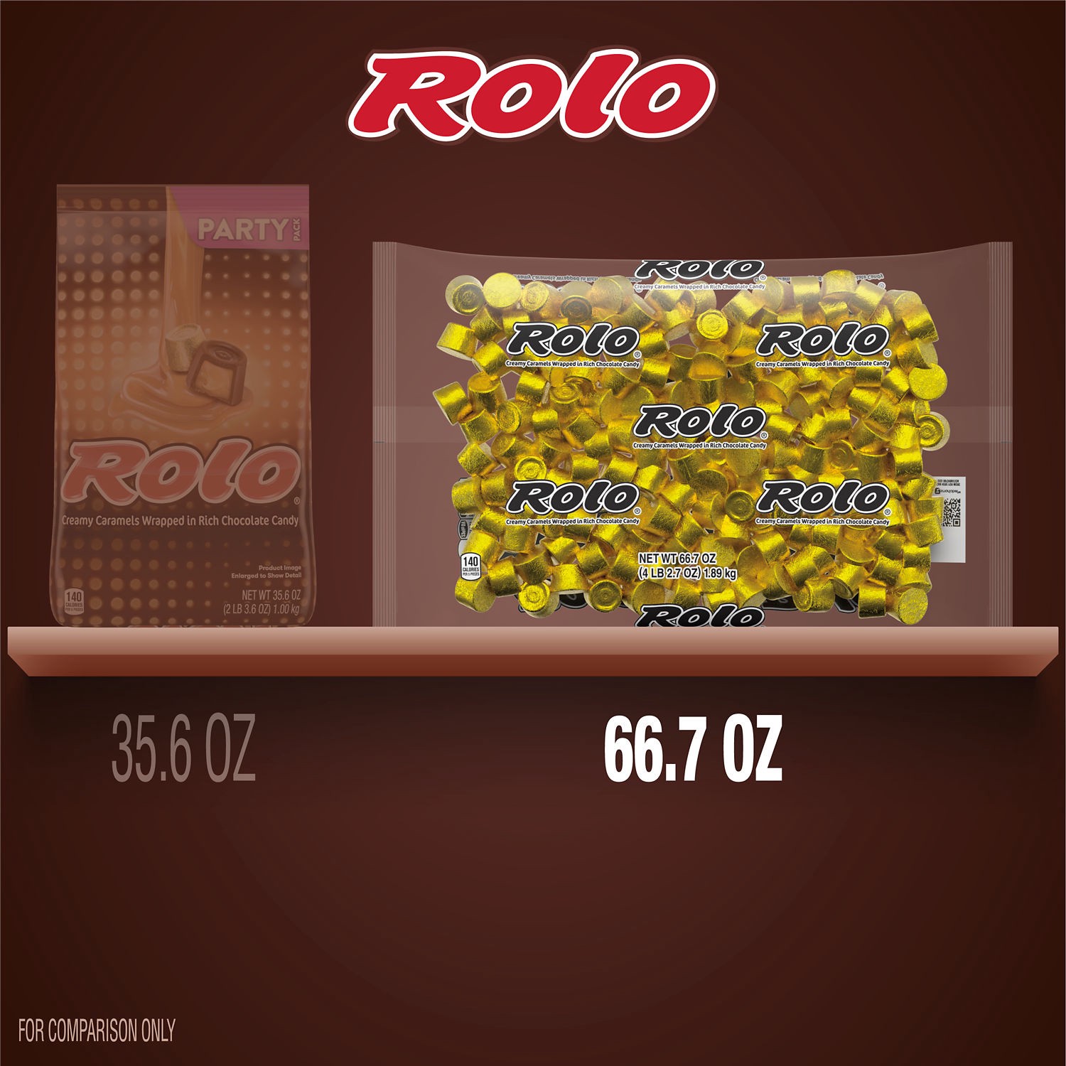 slide 6 of 9, ROLO Rich Chocolate Caramels Candy Bulk Bag, 66.7 oz, 66.70 oz