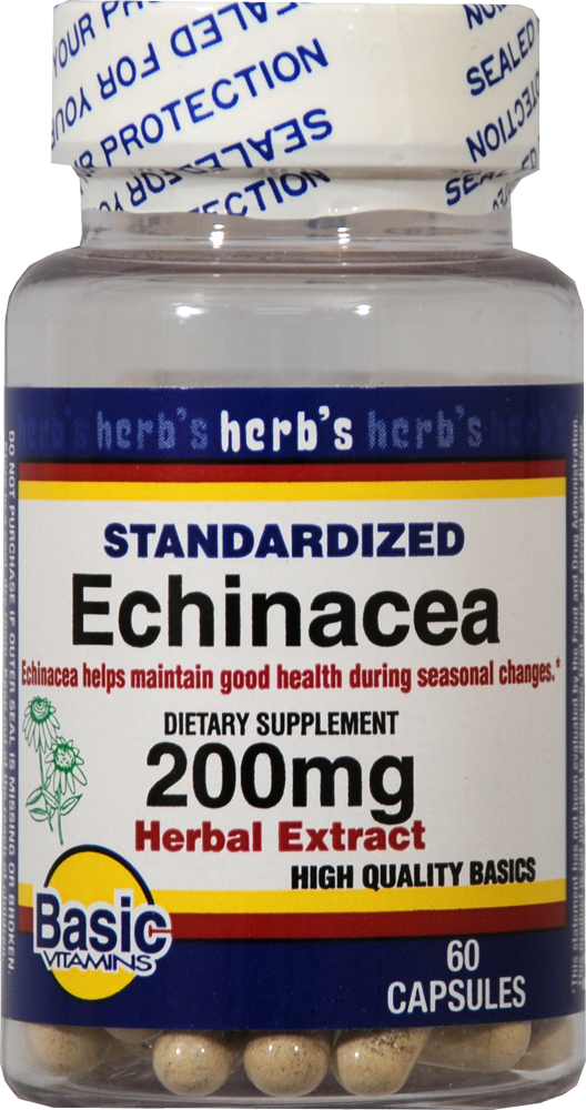 slide 1 of 1, Basic Standardized Echinacea Capsules 200Mg, 60 ct