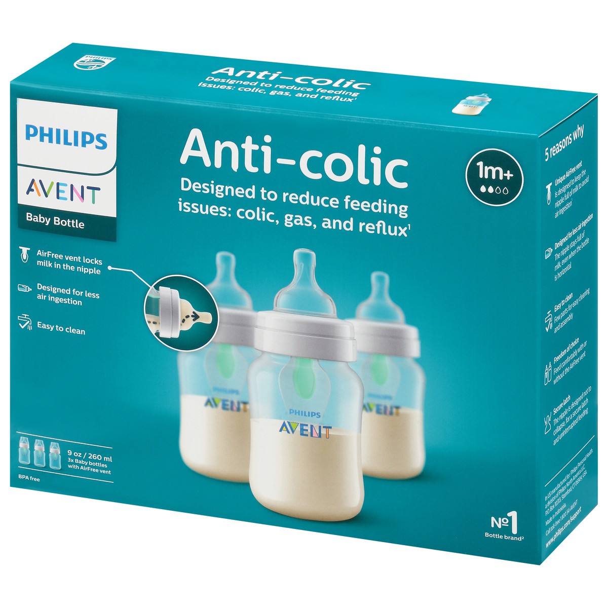 slide 5 of 9, Philips Avent 1M+ Anti-Colic Baby Bottle With Airfree Vent 3 ea, 3 ct