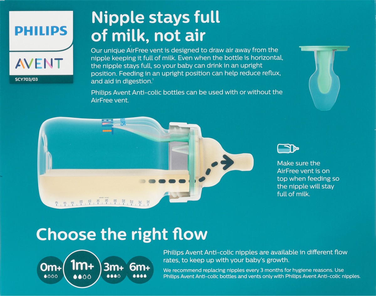 slide 2 of 9, Philips Avent 1M+ Anti-Colic Baby Bottle With Airfree Vent 3 ea, 3 ct