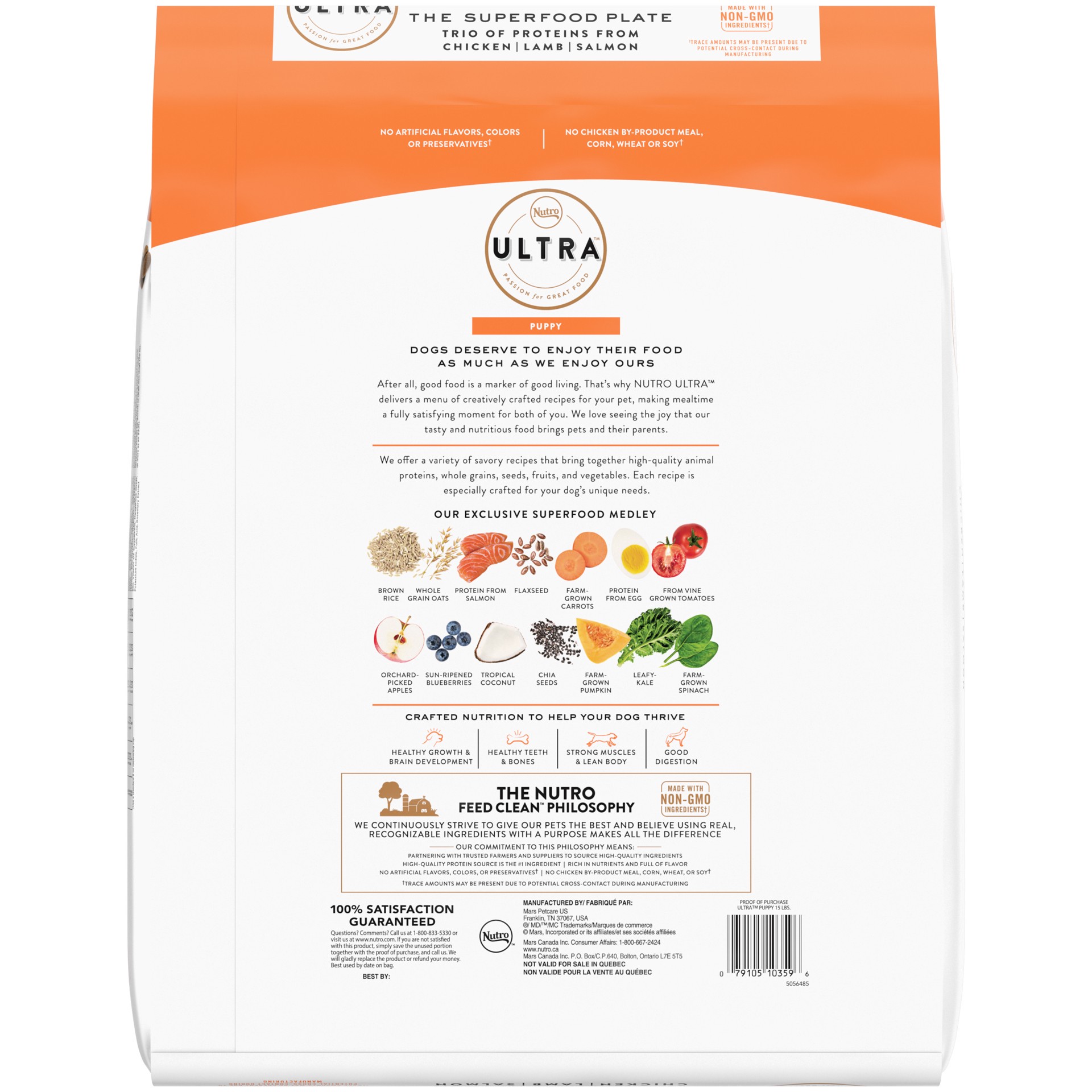slide 3 of 5, Nutro Ultra High Protein Natural Dry Dog Puppy Food With A Trio Of Proteins From Chicken Lamb And Salmon, 15 Lb. Bag, 15 Lb