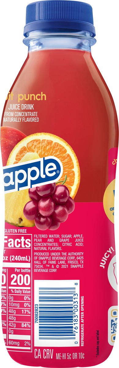 slide 2 of 7, Snapple Fruit Punch, 16 fl oz recycled plastic bottle, 16 fl oz