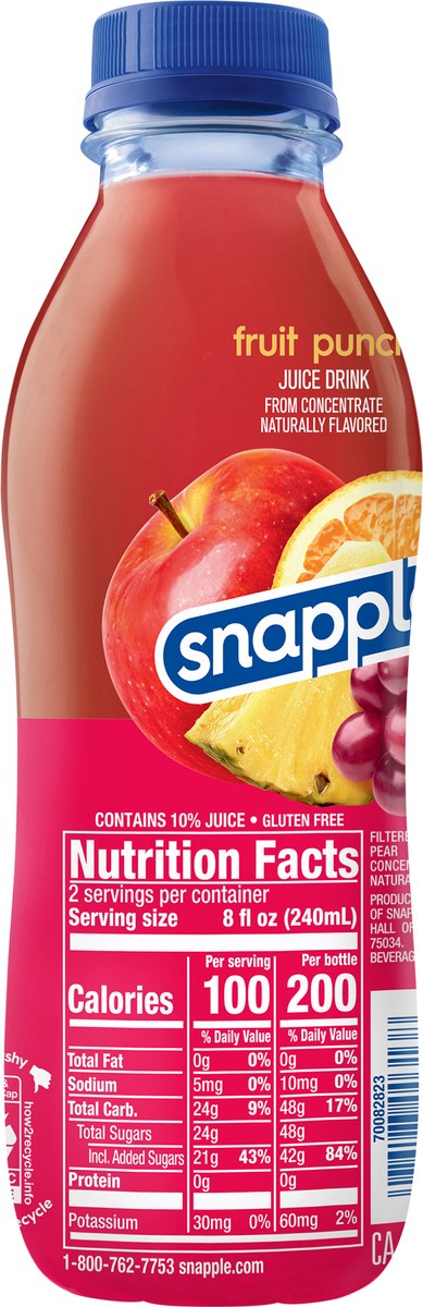 slide 3 of 7, Snapple Fruit Punch, 16 fl oz recycled plastic bottle, 16 fl oz