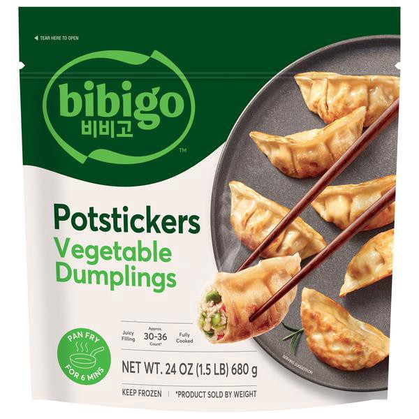 slide 1 of 1, Bibigo Frozen Potstickers Vegetable Dumplings, 24 oz