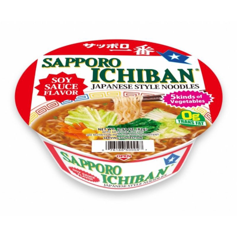 slide 1 of 2, Sapporo Ichiban Soy Sauce Ramen Bowl, 82 gram