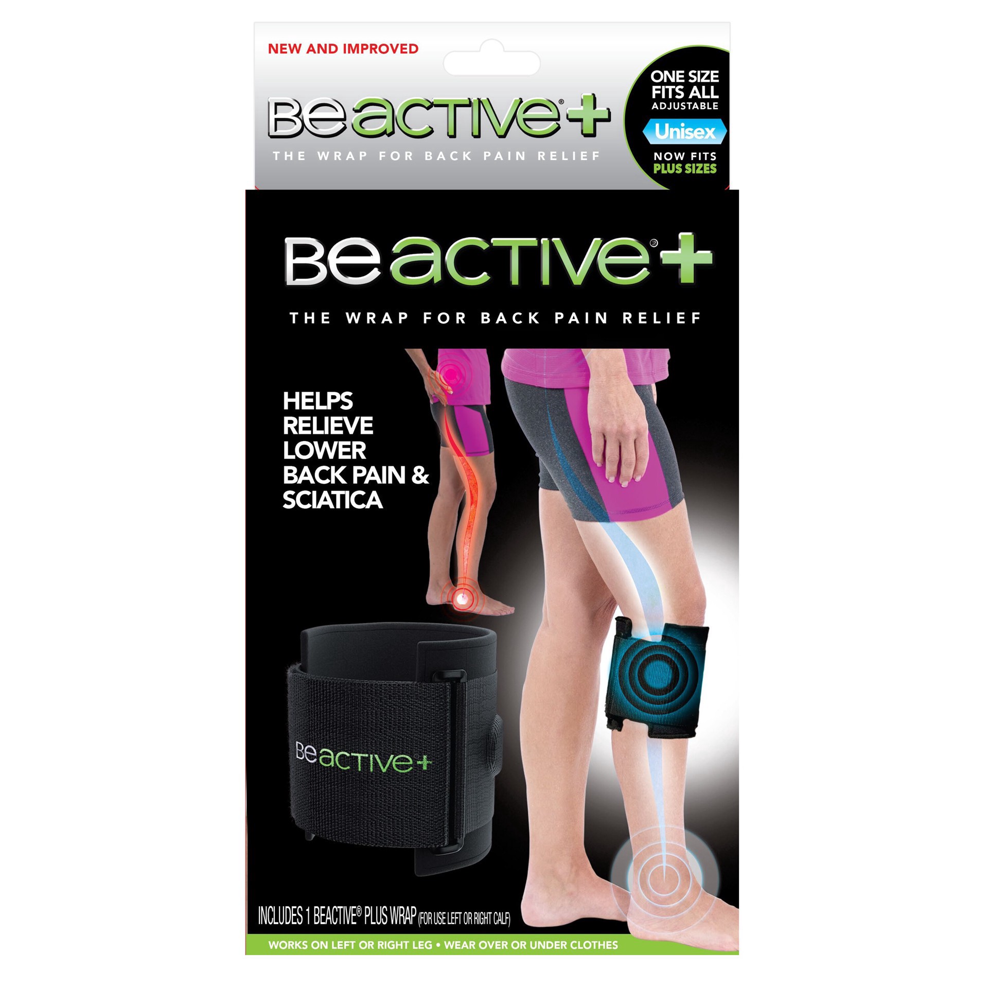 slide 1 of 1, Beactive+ Instant Relief Acupressure Calf Brace For Sciatic Nerve Pain, Black, 1 ct