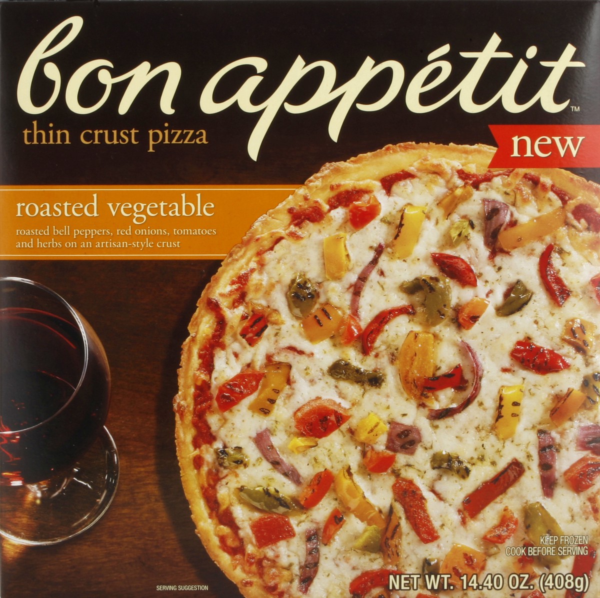 slide 4 of 4, Bon Appetit Roasted Vegetable Thin Crust Pizza, 14.4 oz