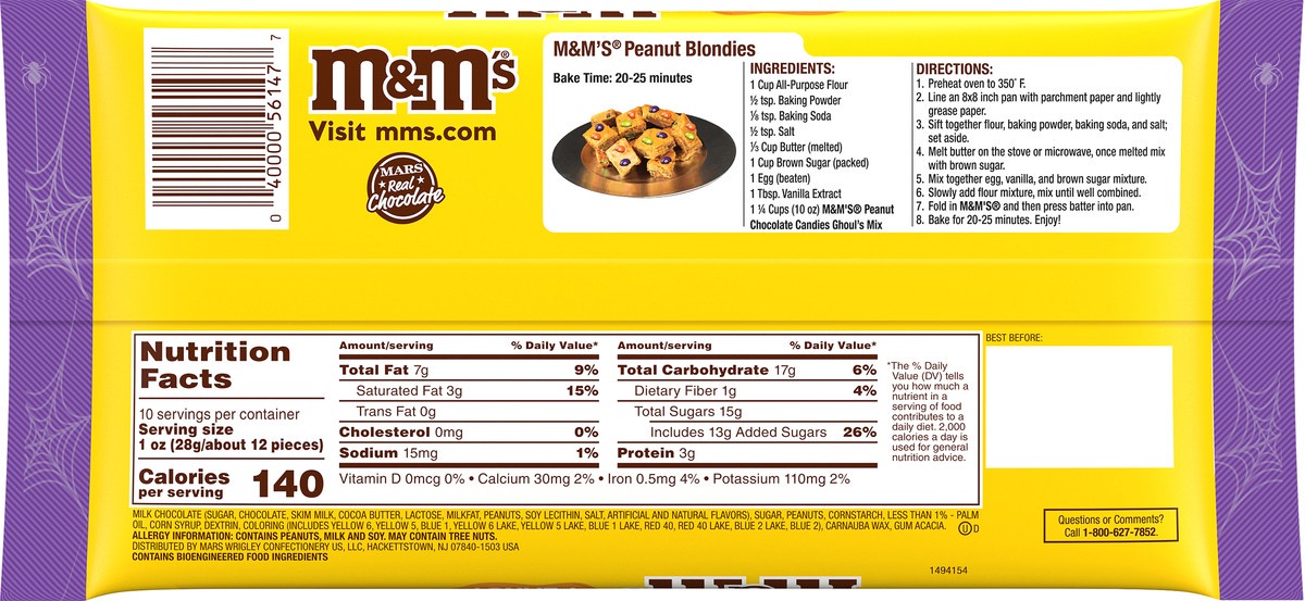 M&M's Chocolate Candies, Peanut, Ghoul's Mix - 10 oz