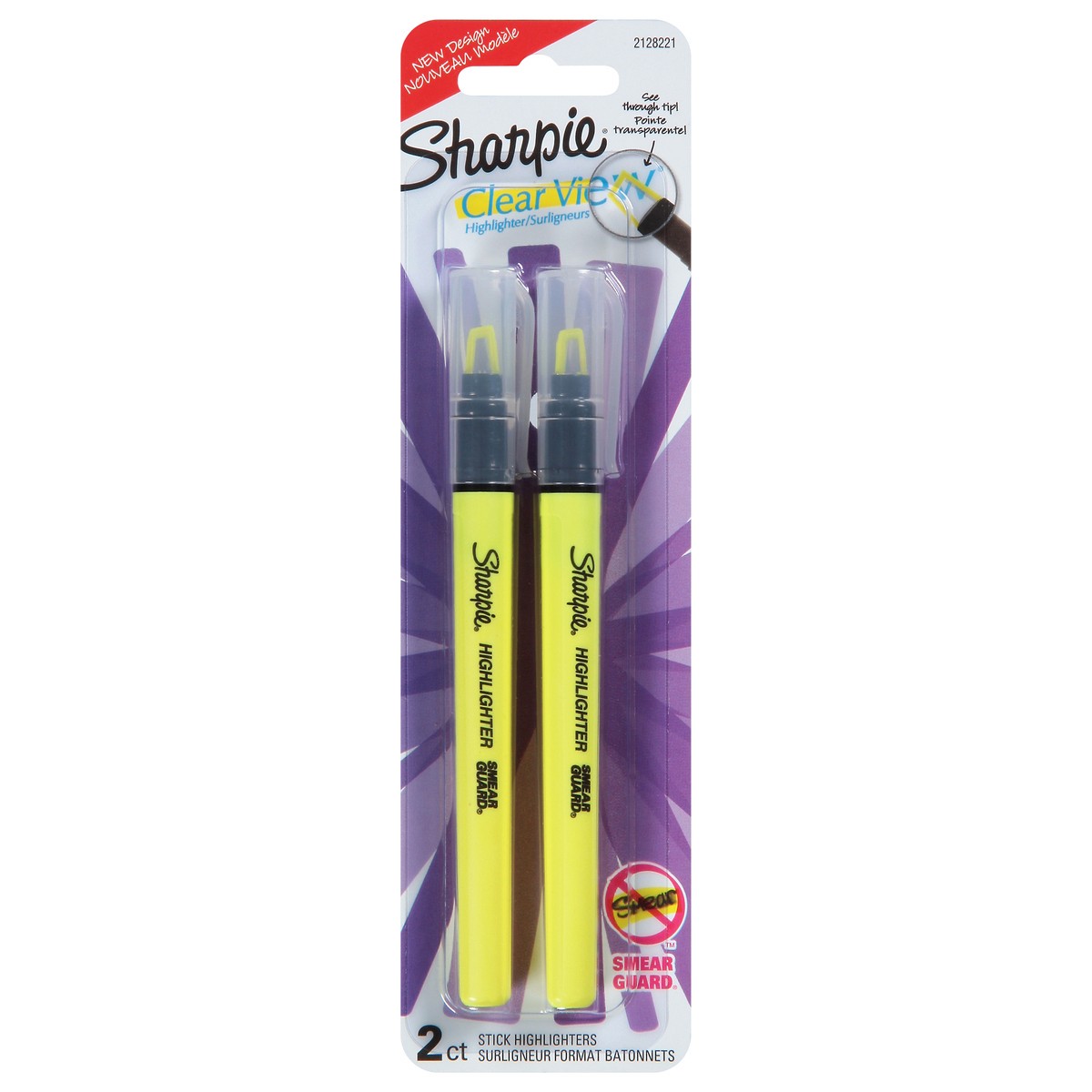 slide 1 of 9, Sharpie Clear View Sticks Yellow, 2 ct