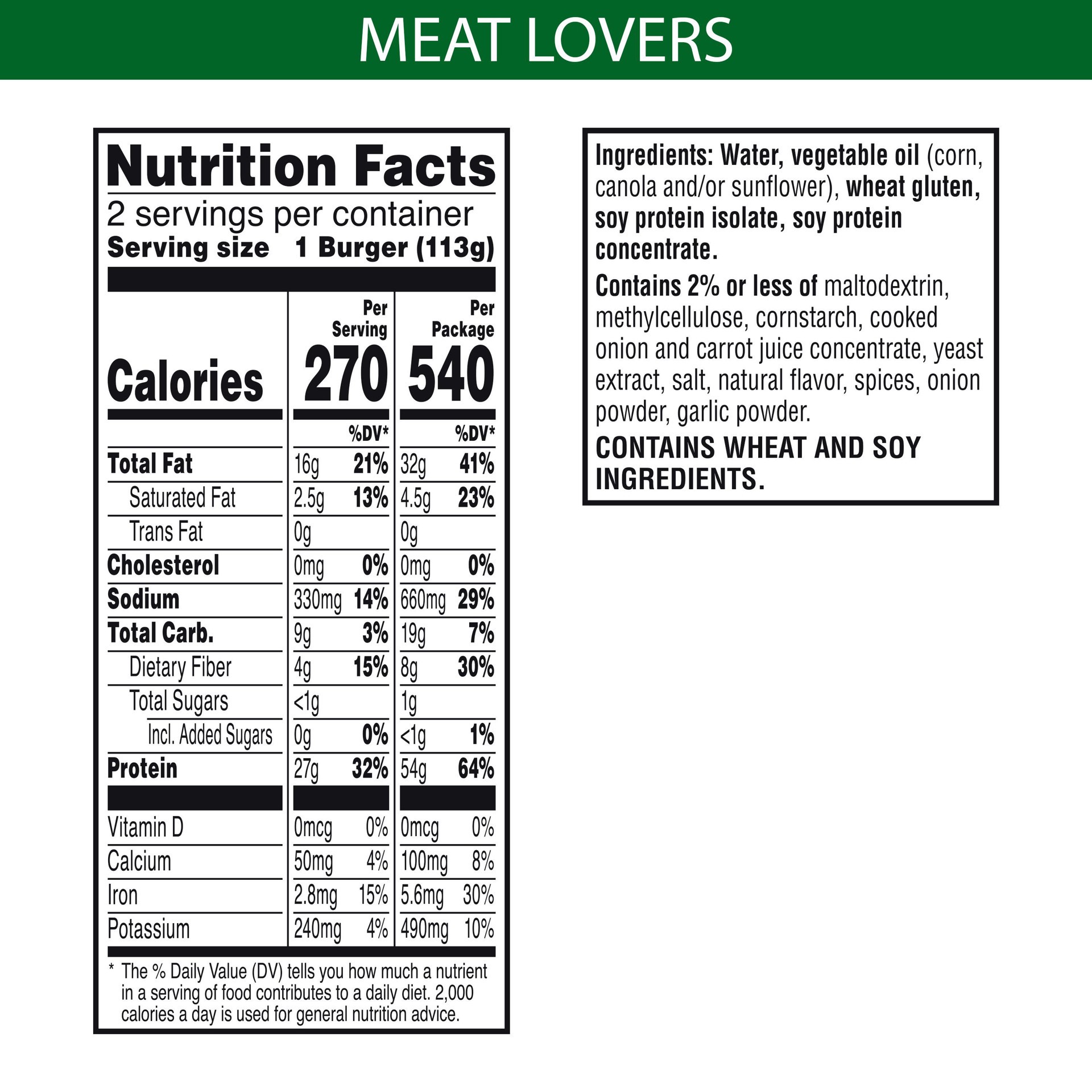 slide 5 of 5, MorningStar Farms Veggie Burgers, Meat Lovers, 8 oz, 2 Count, Frozen, 8 oz