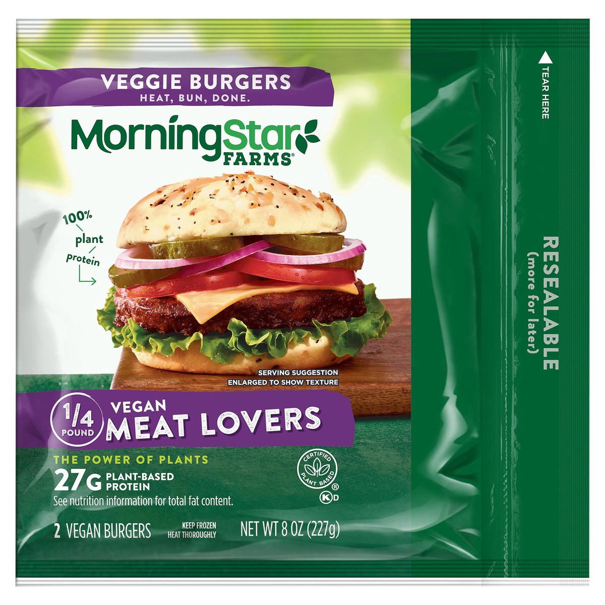 slide 1 of 5, MorningStar Farms Veggie Burgers, Meat Lovers, 8 oz, 2 Count, Frozen, 8 oz