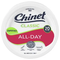 Chinet Classic Compostable All-Day 9.75 Inch Plates 20 Each