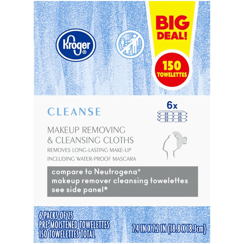 slide 5 of 5, Kroger Cleanse Makeup Removing & Cleansing Cloths, 6 ct; 25 ct