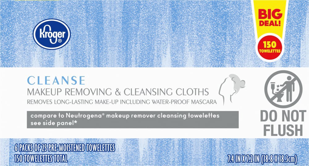 slide 4 of 5, Kroger Cleanse Makeup Removing & Cleansing Cloths, 6 ct; 25 ct