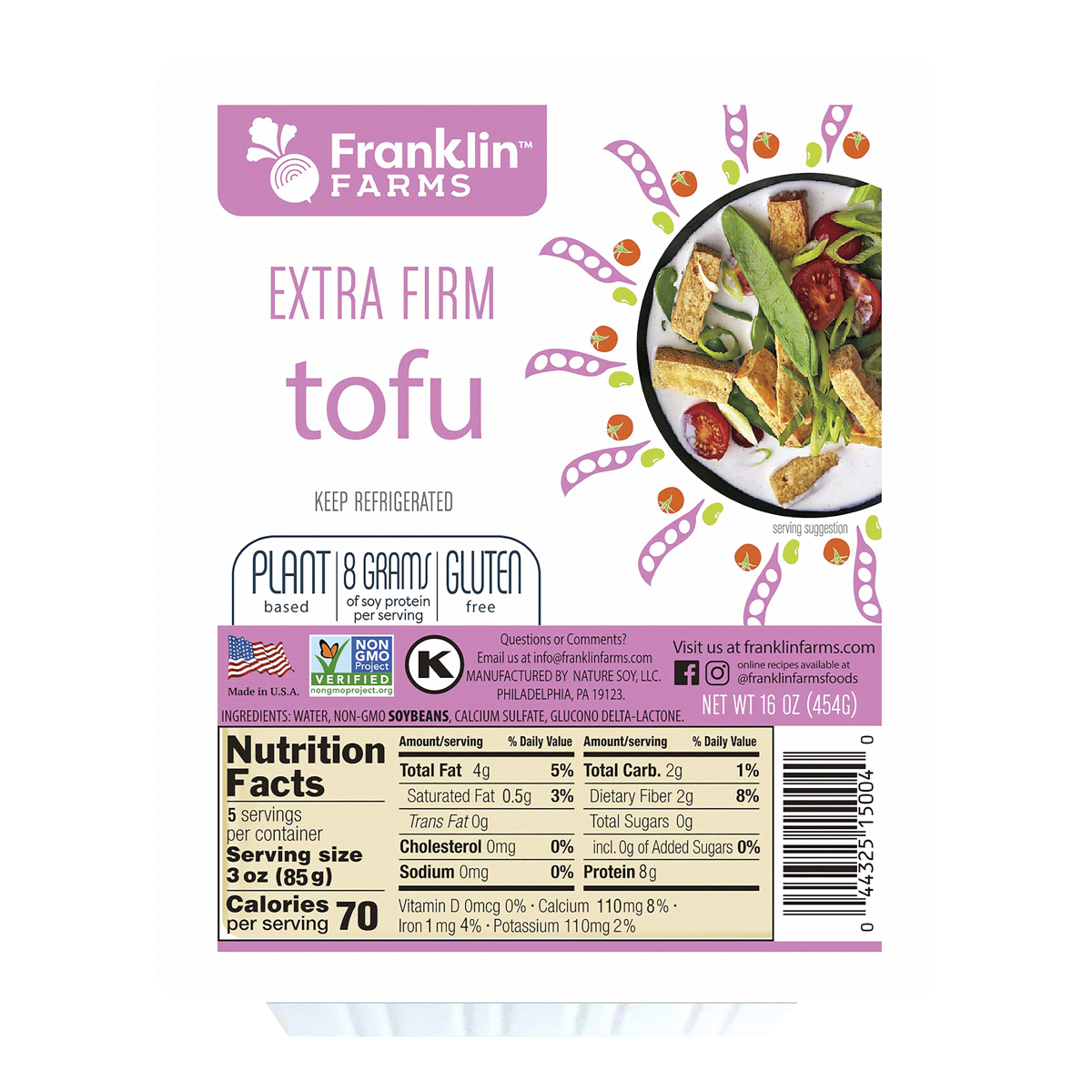 slide 1 of 7, Franklin Farms Extra Firm Tofu, Plant Based, Vegan, 16 oz, 16 oz