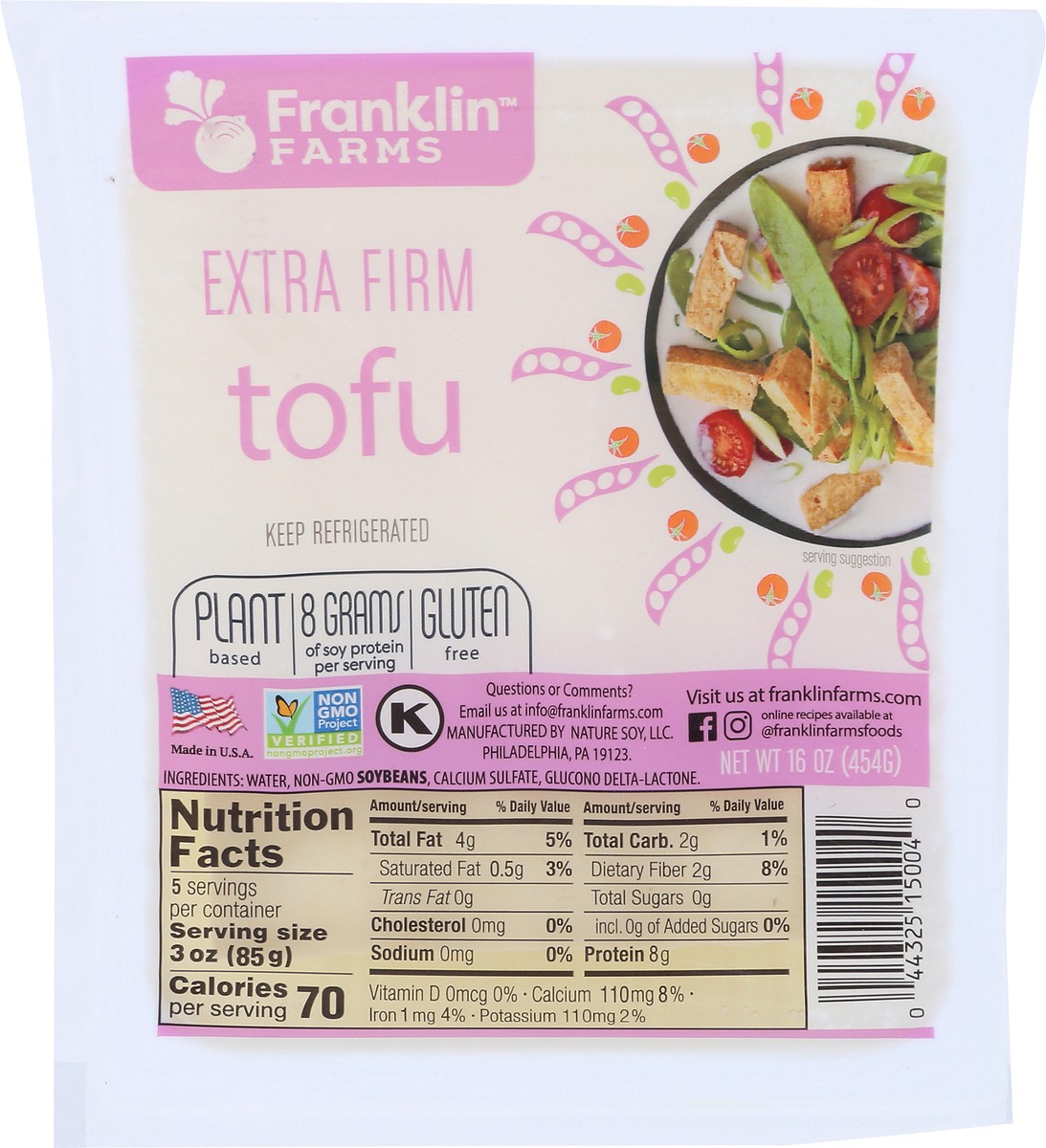 slide 6 of 7, Franklin Farms Extra Firm Tofu, Plant Based, Vegan, 16 oz, 16 oz