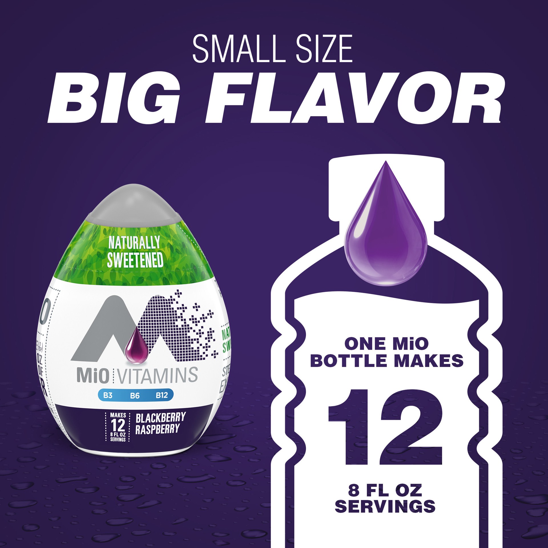 slide 5 of 5, MiO Vitamins Blackberry Raspberry Naturally Flavored & Sweetened Liquid Water Enhancer, 1.62 fl oz Bottle, 1.62 fl oz