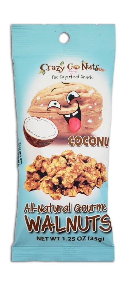 slide 1 of 1, Crazy Go Nuts Coconut All-Natural Gourmet Walnuts, 1.25 oz