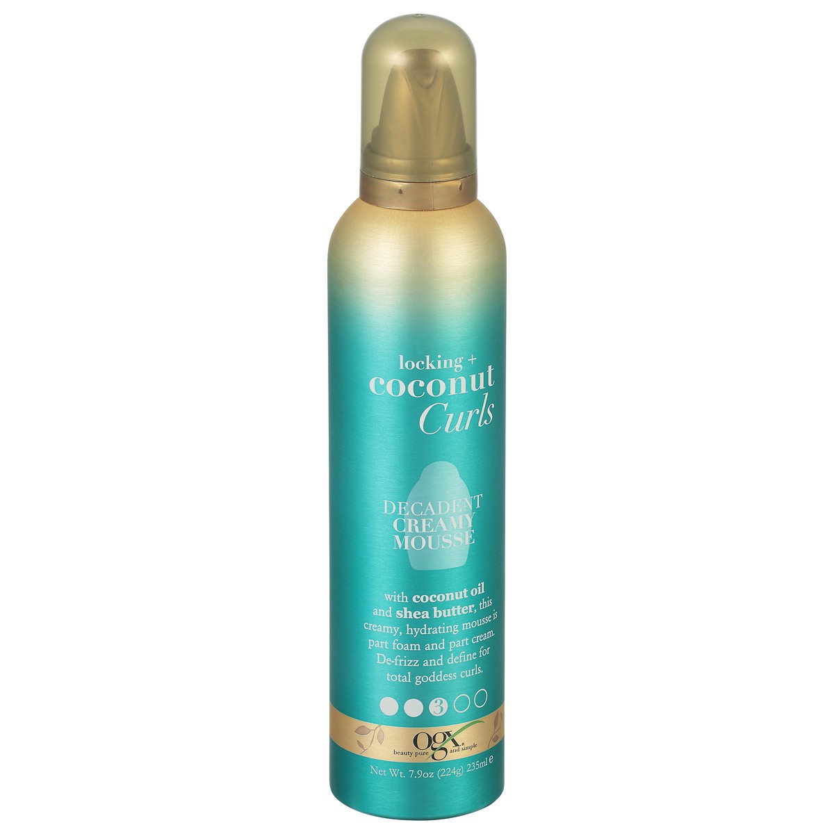 slide 9 of 9, OGX Locking + Coconut Curls Decadent Creamy Mousse, 7.9 Ounce, 7.9 oz