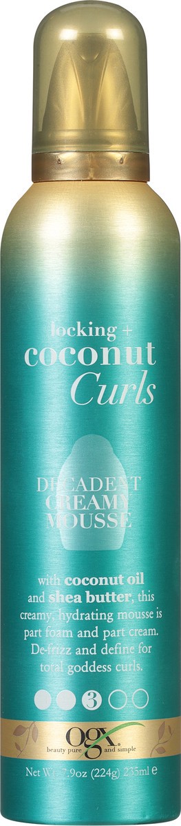 slide 7 of 9, OGX Locking + Coconut Curls Decadent Creamy Mousse, 7.9 Ounce, 7.9 oz