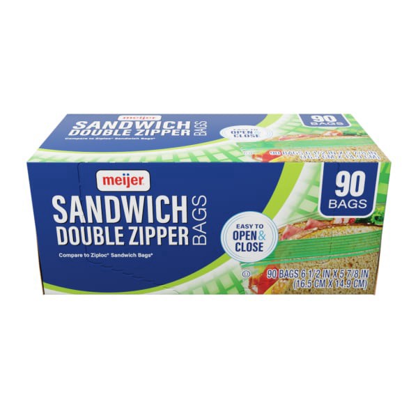 slide 13 of 17, Meijer Reclosable Zipper Sandwich Bags, 90 ct