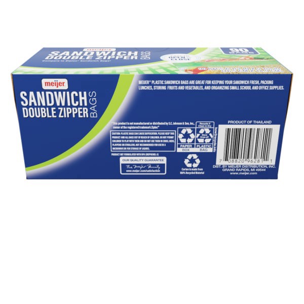 slide 8 of 17, Meijer Reclosable Zipper Sandwich Bags, 90 ct