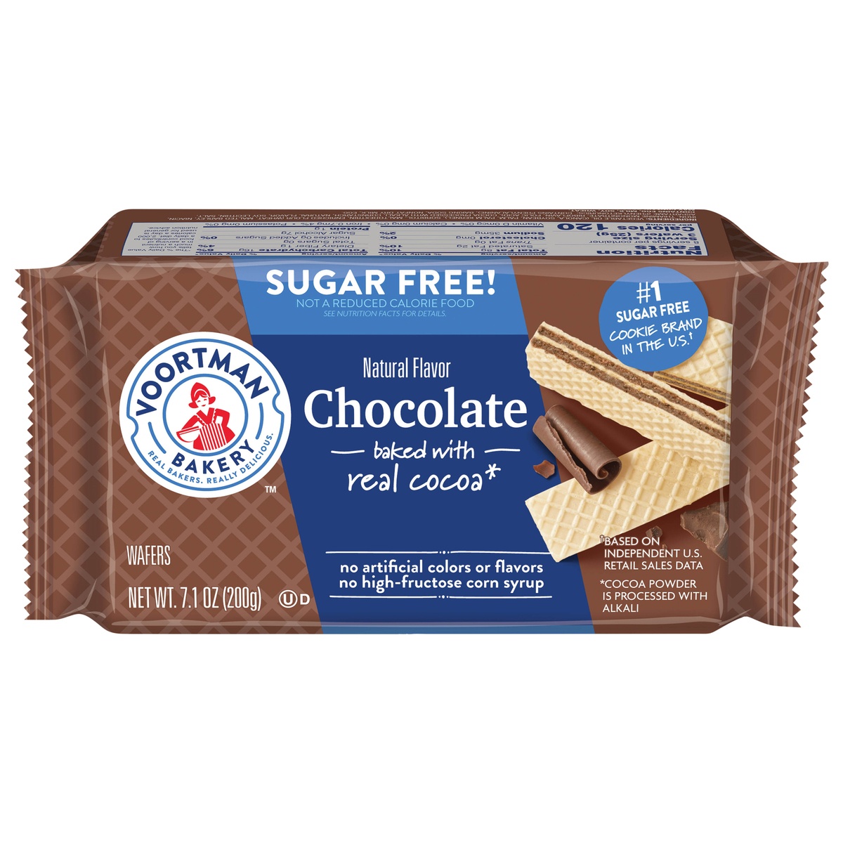 slide 1 of 1, Voortman Bakery Sugar Free Chocolate Wafers, 7.1 oz