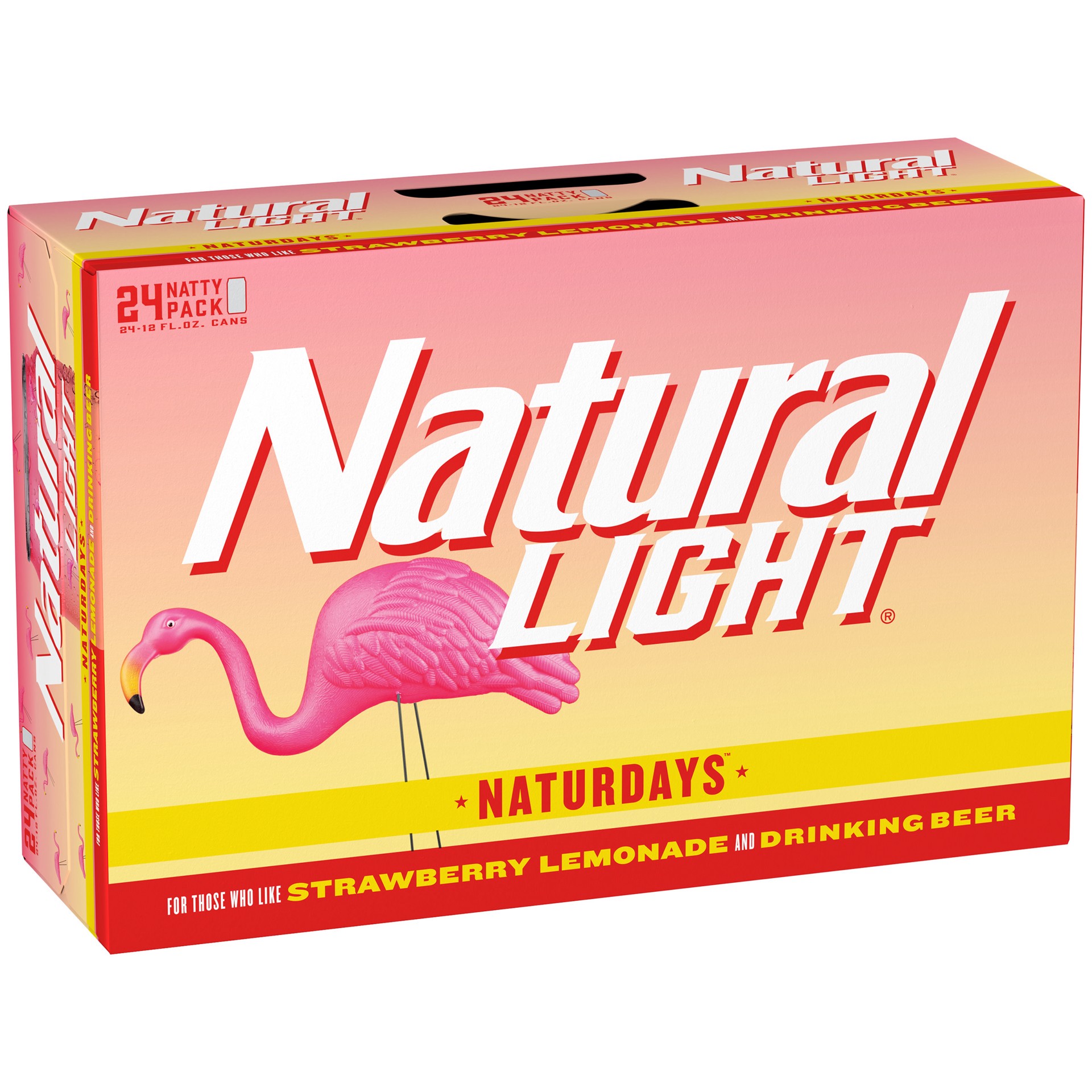 slide 1 of 8, Natural Light Naturdays Strawberry Lemonade Beer, 24 Pack 12 fl. oz. Cans, 4.2% ABV, 24 ct