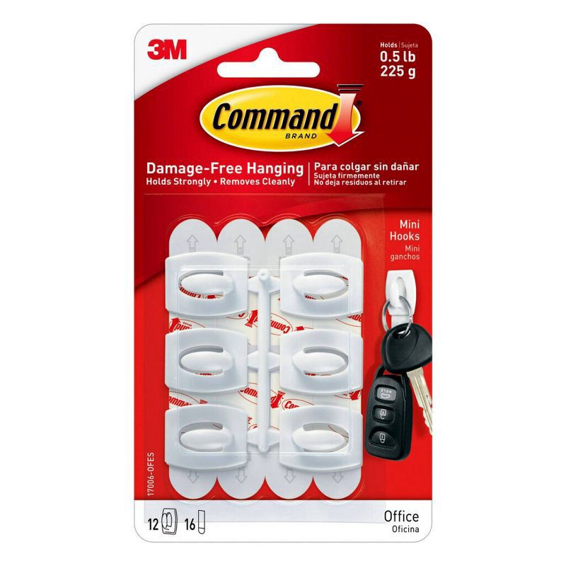 slide 1 of 24, Command Mini Hooks, 12 ct